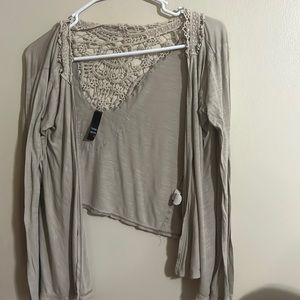 Double heart cropped cardigan Medium lace